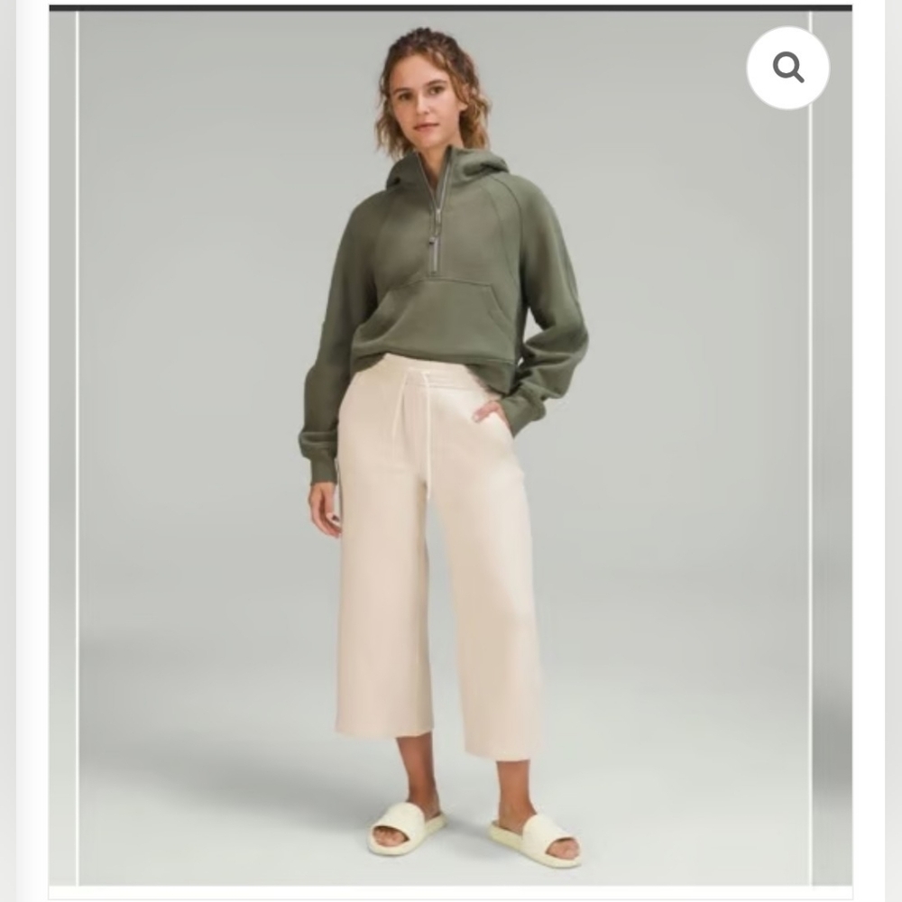 Lululemon Loungeful High-Rise Wide-Leg Cropped Pants White Opal Size 4